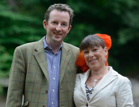 Angus and Angela Milner Brown from Biggar who bought a ?5 chair at auction only to find valuable jewellery hidden inside. A couple who bought a dusty old chair for just ?5 were astonished to discover diamond jewellery worth ?5,000 hidden inside it. See CENTRE PRESS story CPBLING. Angela Milner-Brown, 50, and her husband Angus, 47, had no idea what was hidden inside the chair until years after they bought it. The couple, from Biggar, South Lanarkshire, snapped the chair up at an auction around 10 years ago for just ?5 - but could not afford to have it reupholstered. Instead, they kept it in their attic for six years, utterly unaware of the valuable secrets that were hidden inside. Angela, a scientific proofreader, said: ?We bought the chair at an auction for ?5 but that was years ago now.