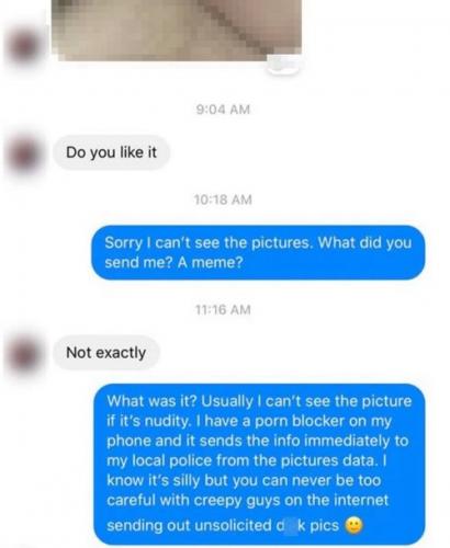 Парень отправил незнакомке интимное фото, но зря ждал флирта. Новый лайфхак против дикпиков оказался рабочим