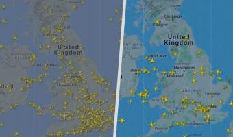 Радары поймали исторический момент — ни одного самолета над Великобританией. Зато иных путешественников полно