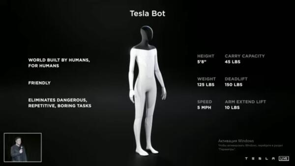 Илон Маск объявил о выход человекоподобного робота Tesla Bot в 2022 году