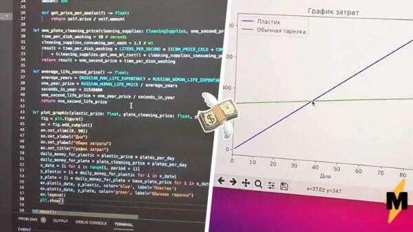Программист с помощью кодов объяснил выгодность лайфхаков. В его расчётах мыть посуду дешевле