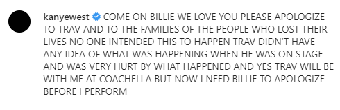 В Сети ругают Канье Уэста за требование извинений от Билли Айлиш. Обиделся на слова якобы про Трэвиса Скотта