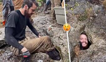 Спелеолог показал, как залез в узкую дыру в скале. На видео проник в отверстие размером с голову