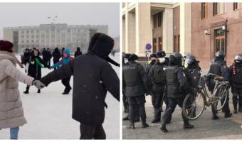 Как прошли митинги в городах России. На видео — <<задержанный>> велосипед и поющие в хороводе ижевчане