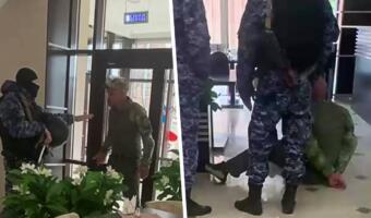 Росгвардейцы на видео бьют дубинками участника СВО с шевроном ЧВК Вагнера, пока тот грозит им расправой