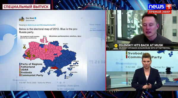 Раньше ругали, теперь хвалят. Как Илон Маск попал на "Россию-1" после поста про РФ и Украину