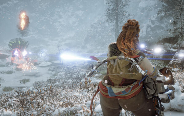 Геймеры тестируют мод для Horizon Zero Dawn. На видео располневшая Элой сурово расправляется с врагами